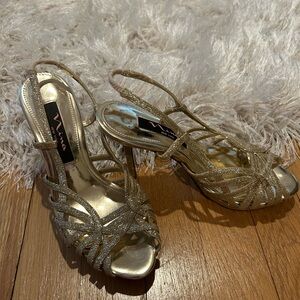Gold Strappy Women's Heels